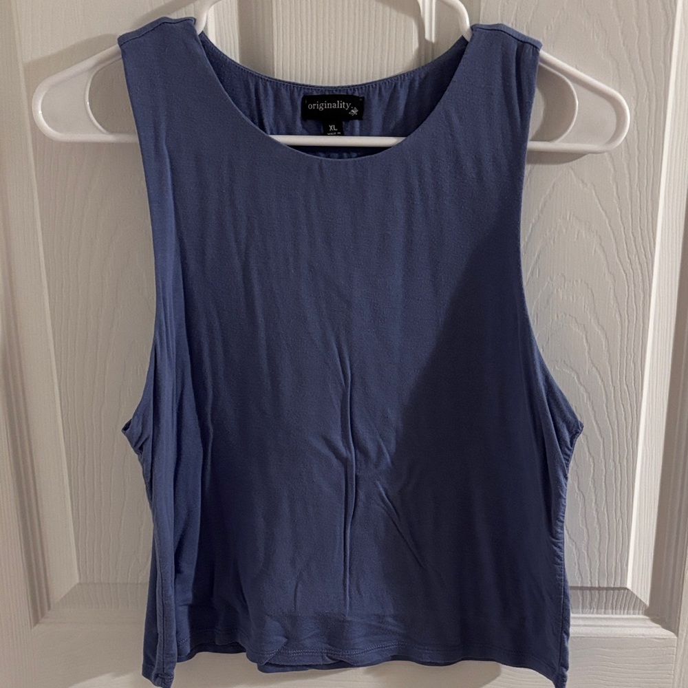 Blue Sleeveless Crop Tank Top - Women's